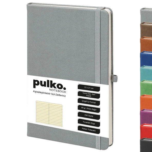PULKO Notebook Not Defteri, (13x21cm), Termo Deri, Sert Kapak, 224 Sayfa, 80gr Krem Kağıt, Çizgili, 042, ürün görseli 1