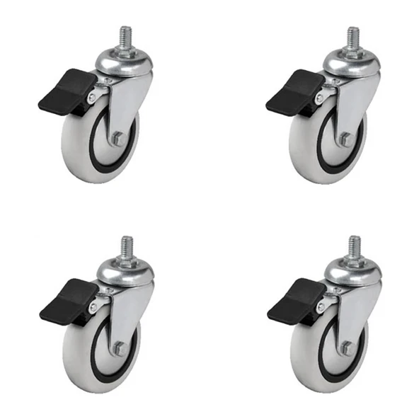 4 Adet Hts Döner 3/8 Vidalı Frenli Mobilya Tekeri Çap : 74 mm Kod : 354 ürün görseli 1