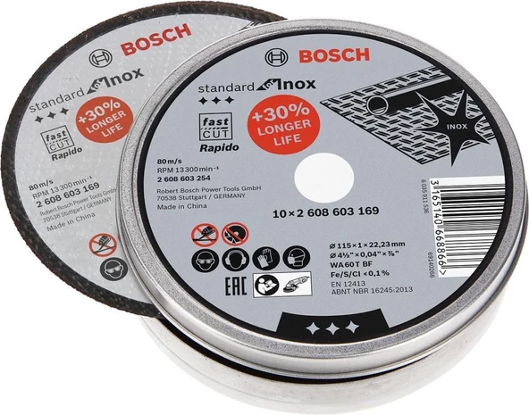 Bosch Standard Seri Inox Rapido Düz Kesme Diski 115x1mm ürün görseli 1