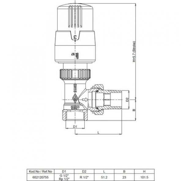 Eca Trv4 Köşe Termostatik Valfi 1/2 - Resim 2
