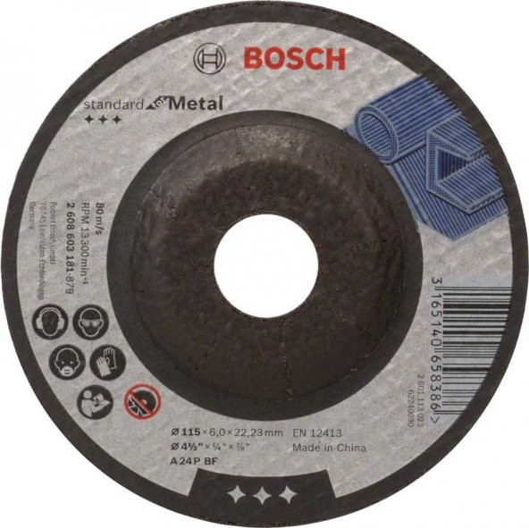 Bosch Standard Seri Metal İçin Bombeli Taşlama Diski 115x6,0mm ürün görseli 1