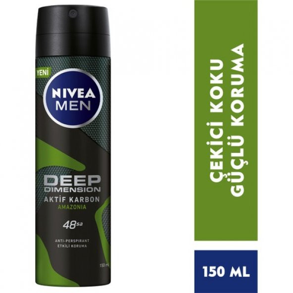 Nivea Men Erkek Sprey Deodorant Deep Dimension Amazonia 48 Saat Anti-perspirant Koruma 150ml, Çekici Koku ürün görseli 1