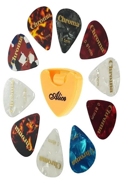 Chroma Pena 10' lu Pena Şarjörü Hediyeli Orjinal Chroma Sedefli Kaliteli Pena Gitar Penası Seti ürün görseli 1