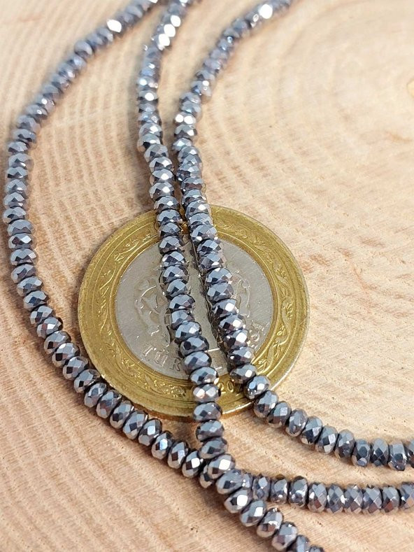 Hematit Taşı Rondela Faset Kesim YARIM Dizi 31,5mm (41225) (18cm Uzunluğundadır) ürün görseli 1