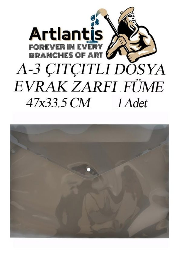A3 Çıtçıtlı Dosya Füme 1 Adet A-3 Çıt çıtlı Zarf Dosya Transparan 47x33.5 cm Büyük Boy Çıtçıtlı Dosya ürün görseli 1
