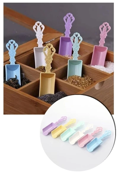 Plastik Rengarenk Şık 6'lı Baharat Küreği Kaşığı ürün görseli 1