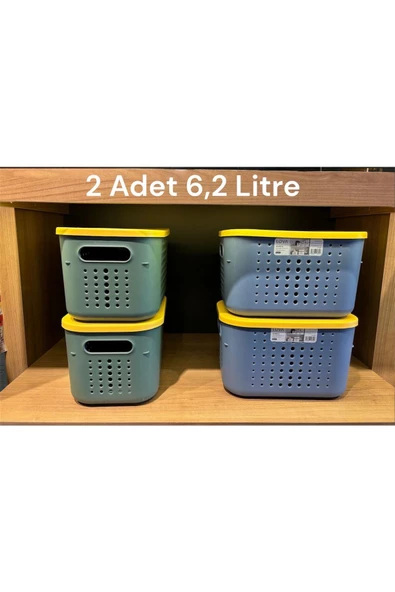 Bubble Kapaklı 2 Adet 6,2 Litre Çok Amaçlı Dolap Içi Düzenleyici Kapaklı Kutu ürün görseli 1