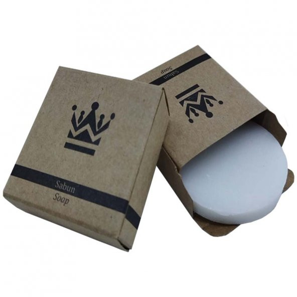 100 Adet Otel Sabunu Buklet Kraft Kutulu 15 Gr Beyaz Yuvarlak ürün görseli 1