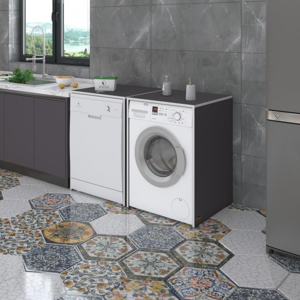 Kenzlife çamaşır&kurutma&bulaşık makinesi dolabı naumkare gri 90*140*60 kapaksız arkalıksız ürün görseli 1