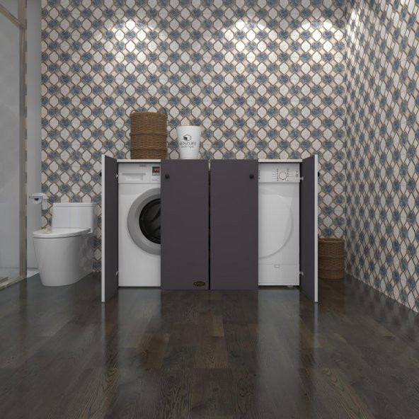Kenzlife çamaşır&kurutma&bulaşık makinesi dolabı tatyanakare gri 90*140*60 kapaklı arkalıksız ürün görseli 1