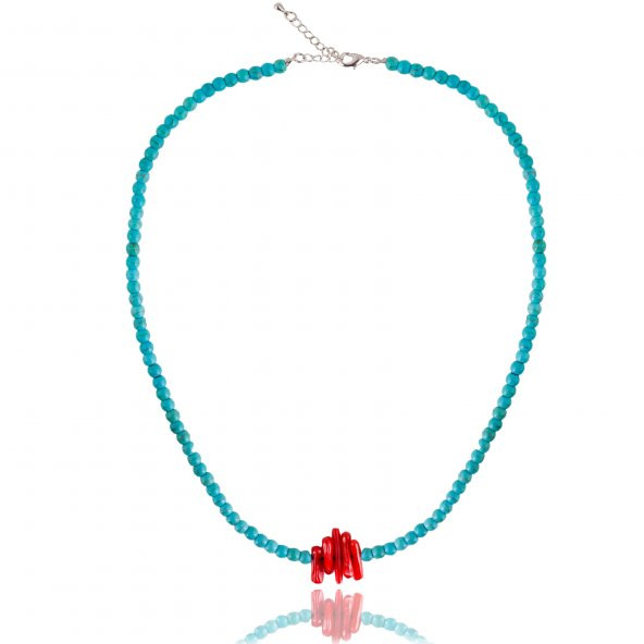 STONEAGE JEWELLERY Mercan Doğal Taş Turkuaz Kolye ürün görseli 1