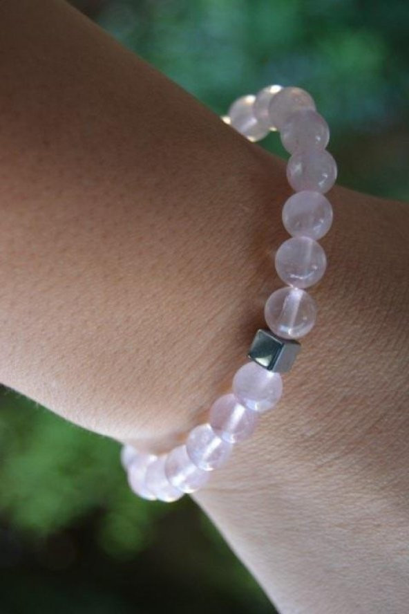 STONEAGE Pembe Kuvars Unisex Lastikli Doğal Taş Bileklik Hem Kadın Hem Erkek İçin ürün görseli 1