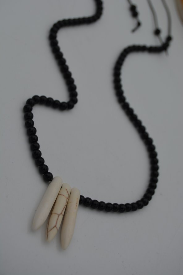 STONEAGE JEWELLERY Oniks Doğal Taşlı Metalsiz Kolye ürün görseli 1