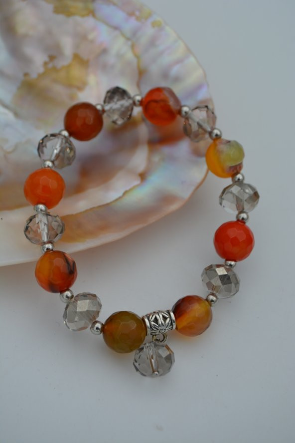 STONEAGE JEWELLERY Akik Taşlı ve Çek Kristali Bileklik ürün görseli 1