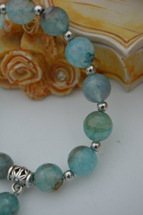 STONEAGE JEWELLERY Yeşil Akik Doğal Taşlı Bileklik ürün görseli 1