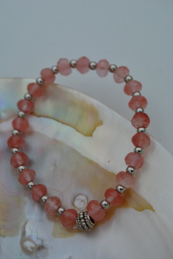 STONEAGE JEWELLERY Gül Kuvars Doğal Taşlı Bileklik ürün görseli 1