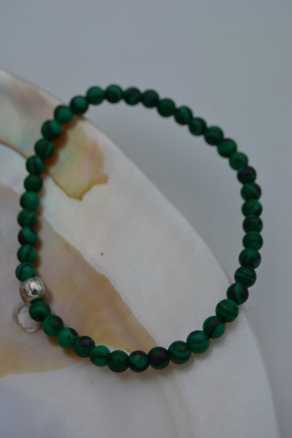 STONEAGE JEWELLERY Malahit Doğal Taşlı Unisex İnce Bileklik ürün görseli 1