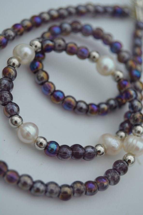 STONEAGE Kristal ve Gerçek İncili Kolye ürün görseli 1
