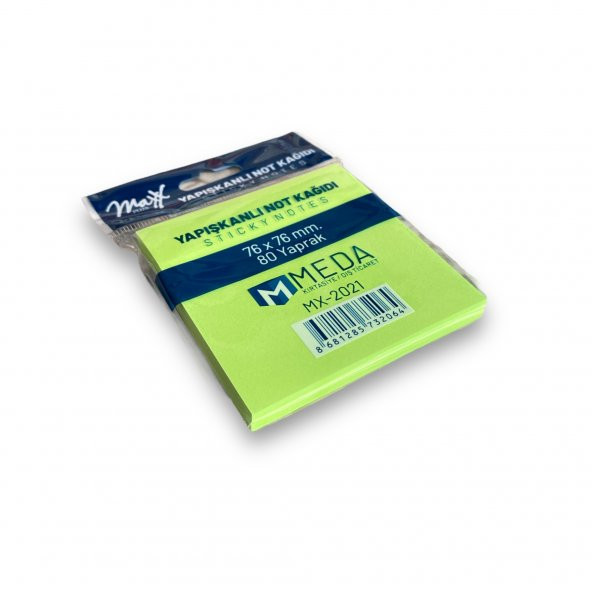 Maxx Mx-2021 Yapışkanlı Not Kağıdı 76 X 76 80 Yaprak – Neon Yeşil ürün görseli 1