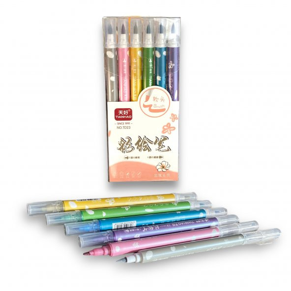 Maxx Td23 Brush Pen 6 Renk ürün görseli 1