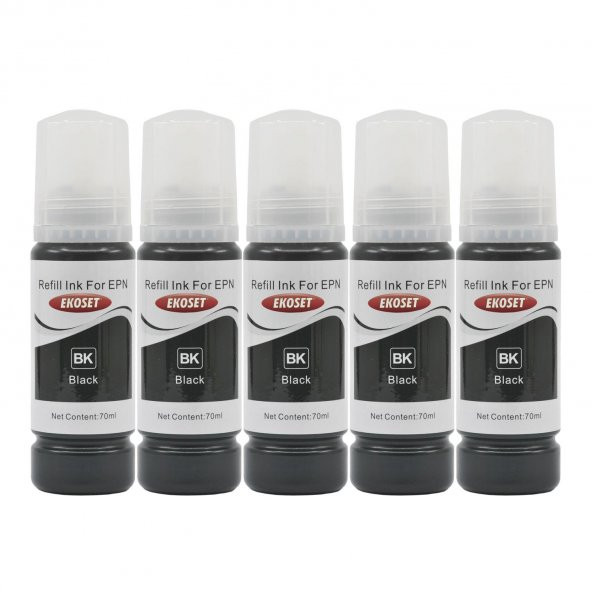 Ekoset Epson 103 L3256 Uyumlu Siyah Muadil Mürekkep 70ml 5 Adet ürün görseli 1