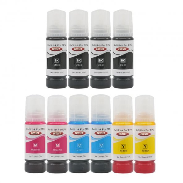 Ekoset Epson 103 L3151 L3156 Uyumlu Muadil Mürekkep 70ml 10 adet ürün görseli 1
