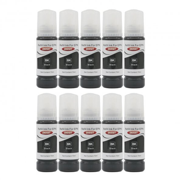 Ekoset Epson 103 L3256 Uyumlu Siyah Muadil Mürekkep 70ml 10 Adet ürün görseli 1