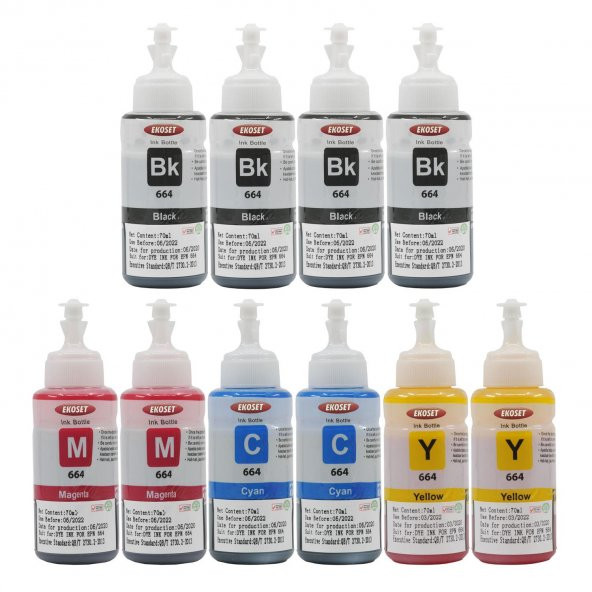 Ekoset Epson L100 L110 L130 Renkli Muadil Mürekkep 70ml 10 Adet ürün görseli 1