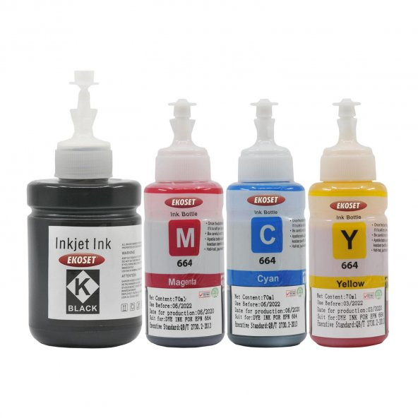 Ekoset Epson L605 L655 L1455 Uyumlu Renkli Muadil Mürekkep 4 Renk ürün görseli 1
