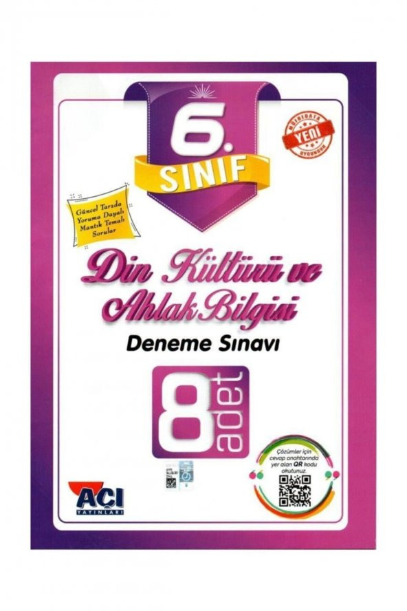 Açı Yayınları 6. Sınıf Din Kültürü ve Ahlak Bilgisi 8 li Deneme Sınavı ürün görseli 1