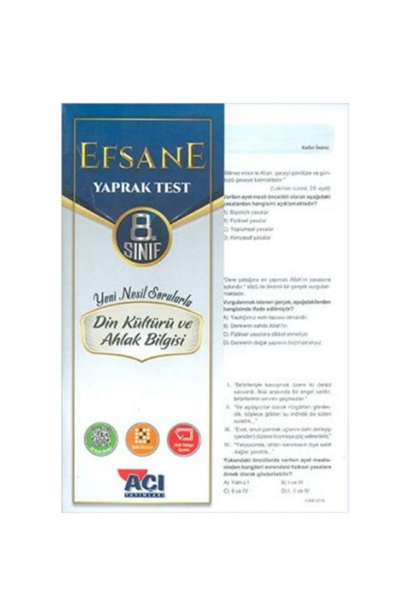 Açı Yayınları 8 Sınıf Din Kültürü Yaprak Test ürün görseli 1