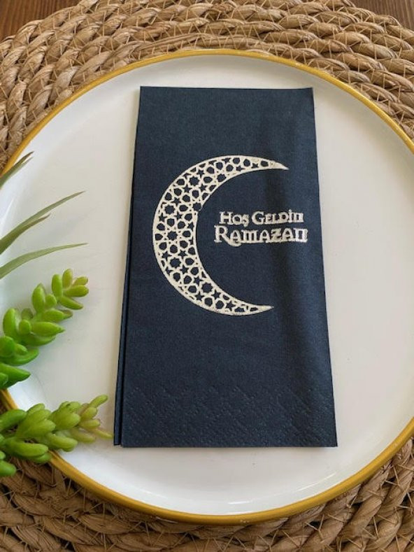 Gümüş Yaldızlı Siyah Hoş Geldin Ramazan Garson Katlama 16 lı Yeni Model ürün görseli 1