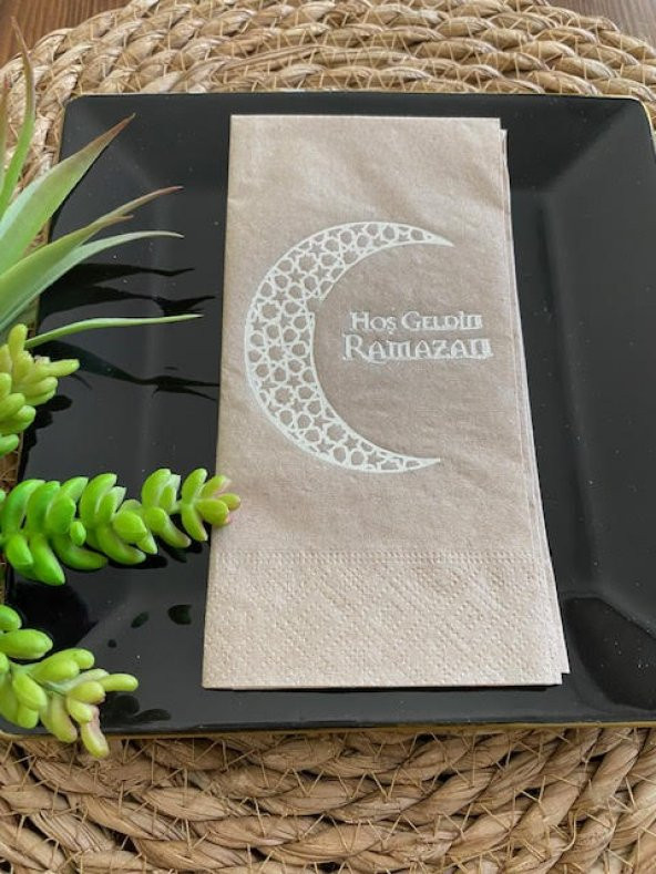 Gümüş Yaldızlı Kraft Hoş Geldin Ramazan Garson Katlama 16 lı Yeni Model ürün görseli 1