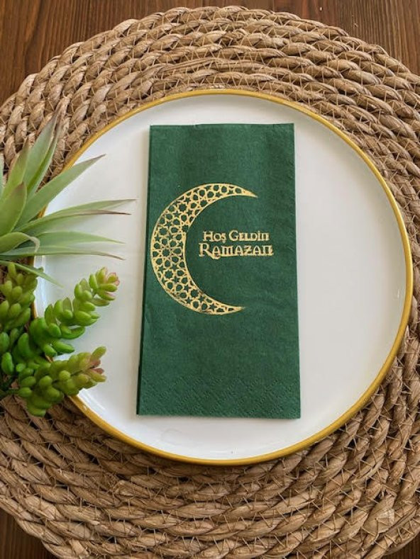 Gold Yaldızlı Yeşil Hoş Geldin Ramazan Garson Katlama 16 lı Yeni Model ürün görseli 1