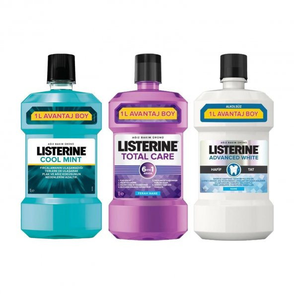 Listerine 3 lü Ağız Bakım Suyu 1000x3 3000 Ml ürün görseli 1