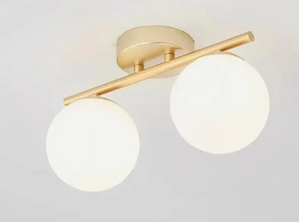 Rsylight Metal Modern Eskitme Kaplama Opal Camlı Tavan Plofyoner 2 Li Tavan Avize ürün görseli 1