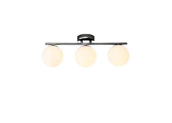Rsylight Metal Modern Siyah Opal Camlı Tavan Plofyoner 3 LüTavan Avize ürün görseli 1