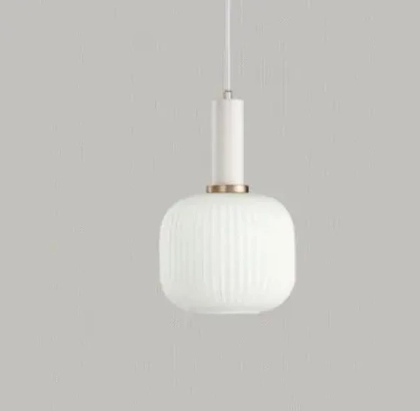 Rsylight Rustik Dekoratif Metal Modern Beyaz Opal Beyaz Camlı Tekli  Avize ürün görseli 1