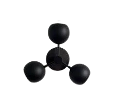 Rsylight Metal Ledli Beyaz Ampullü Tavan Plofyoner Modern Siyah 3Lü Avize ürün görseli 1