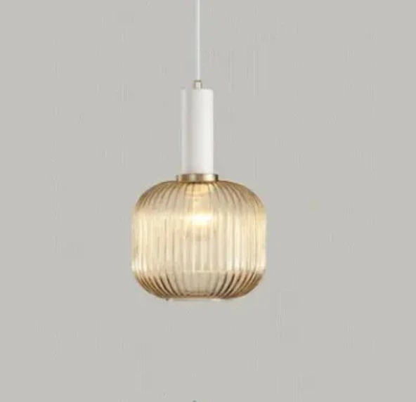 Rsylight Rustik Dekoratif Metal Modern Beyaz Opal Bal Camlı Tekli  Avize ürün görseli 1