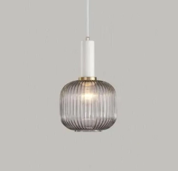 Rsylight Rustik Dekoratif Metal Modern Beyaz Opal Füme Camlı Tekli  Avize ürün görseli 1