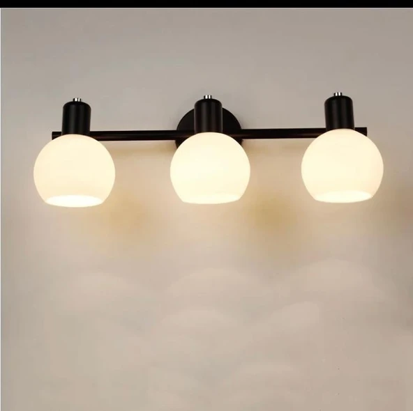 Rsylight Rustik Dekoratif Metal Modern Siyah Tavan Duvar Opal Camlı 3 lü Avize ürün görseli 1