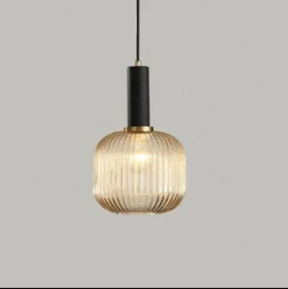 Rsylight Rustik Dekoratif Metal Modern Siyah Opal Bal Camlı Camlı Tekli  Avize ürün görseli 1