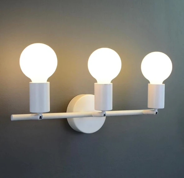 Rsylight Retro 3 Lü Beyaz Metal 180 Derece Mafsallı Dekoratif Rustik Tavan Duvar Aplik ürün görseli 1
