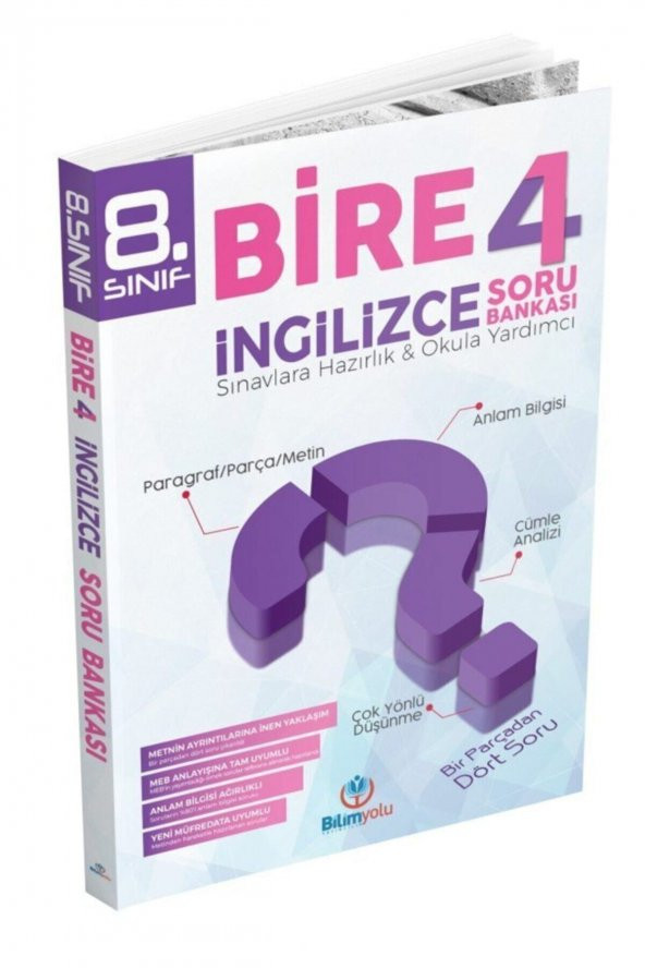 Bilimyolu Yayıncılık 8. Sınıf Bire 4 İngilizce Soru Bankası ürün görseli 1