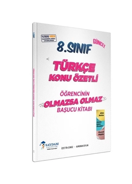 Saydam Yayınları 8. Sınıf Türkçe Konu Özetli Olmazsa Olmaz Başucu Kitabı ürün görseli 1