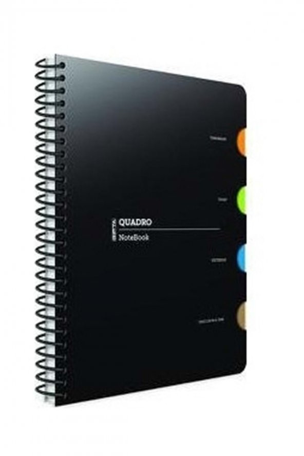 Gıpta Quadro A4 150 Yaprak Kareli 4 Seperatörlü Spiralli Plastik Kapaklı Defter ürün görseli 1