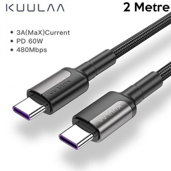 KUULA Type C Type-C PD 60W QC4.0 Hızlı Şarj ve Data Kablosu 2Metre ürün görseli 1