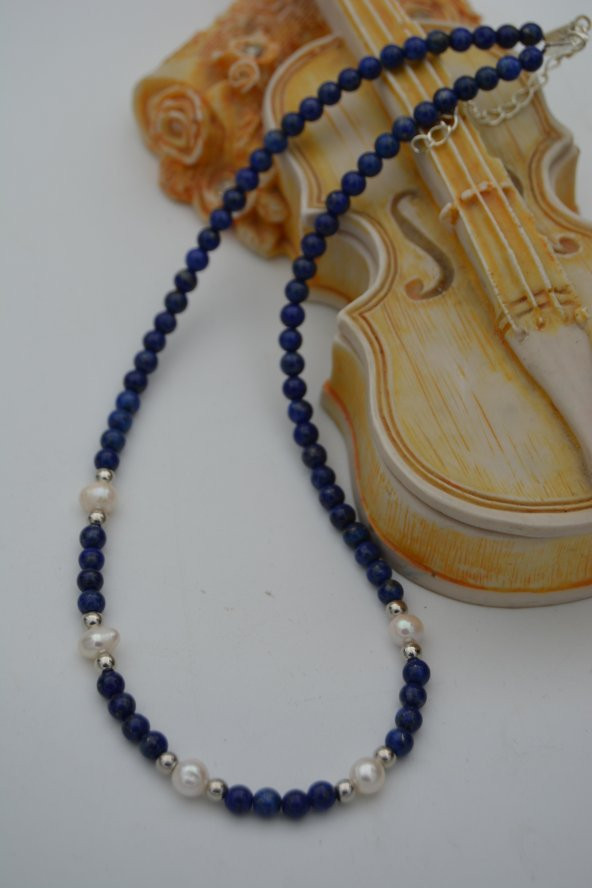 STONEAGE Lapis Lazuli ve İncili Bayan Kolye ürün görseli 1