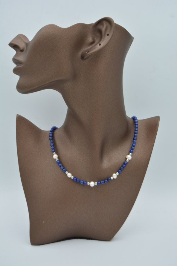 STONEAGE Lapis Lazuli ve İncili Bayan Kolye - Resim 5